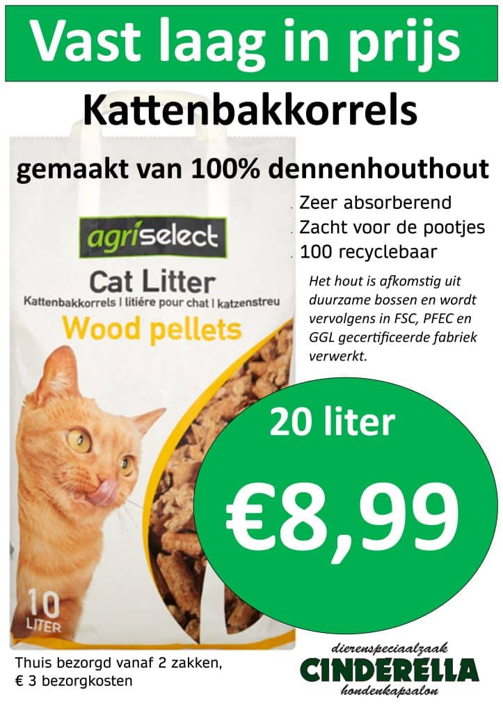 Agrie houtkorrels kattenbakvulling